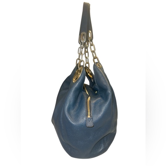 Michael Kors Large Fulton Triple Compartment Hobo Shoulder Bag Navy Leather Gold - Picture 5 of 16